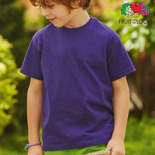 Kids purple cotton t-shirt for custom printing, embroidery and promotional branding, 165 g/m²