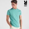 premium-mint-turkoaz-teniska-190g-za-pechat-i-brandirane Premium mint turquoise cotton t-shirt 190 g/m² shown on a male model, suitable for custom printing, embroidery and promotional branding