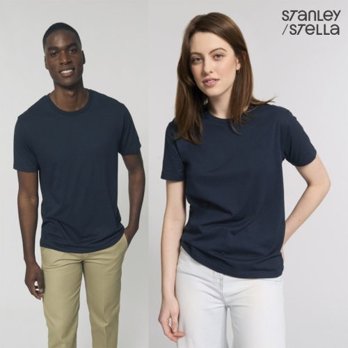 Unisex navy blue organic cotton t-shirt 150 g/m² premium quality for workwear, branding and promotional printing