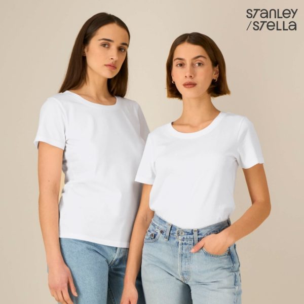 damska-byala-teniska-organichen-pamuk-za-brandirane Women's white organic cotton t-shirt premium quality for branding, workwear and promotional printing