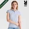 Women's light blue cotton polo shirt 190 gsm for corporate workwear, branding, embroidery, DTF printing and promotional campaigns.
