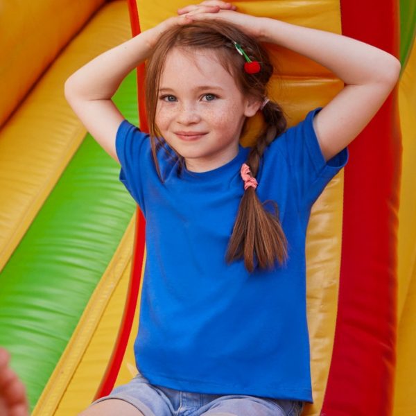 Kids royal blue cotton t-shirt for custom printing, embroidery and promotional branding, 145 g/m²