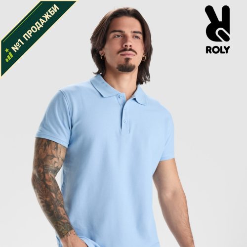 Men's light blue polo shirt made from 100% cotton premium quality short sleeve classic collar suitable for embroidery and corporate clothing