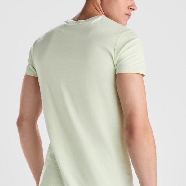 Premium organic cotton t-shirt in soft natural green 175 g/m² rear view made from high-quality organic cotton for sustainable custom printing and corporate branding