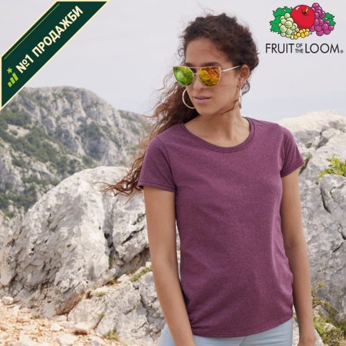 Women's heather burgundy cotton t-shirt 165 g/m² lightweight fitted design for everyday wear custom printing branding and promotional apparel