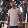Premium heavyweight light grey cotton t-shirt worn by a male model, ideal for custom printing, embroidery and corporate branding, 195 g/m²