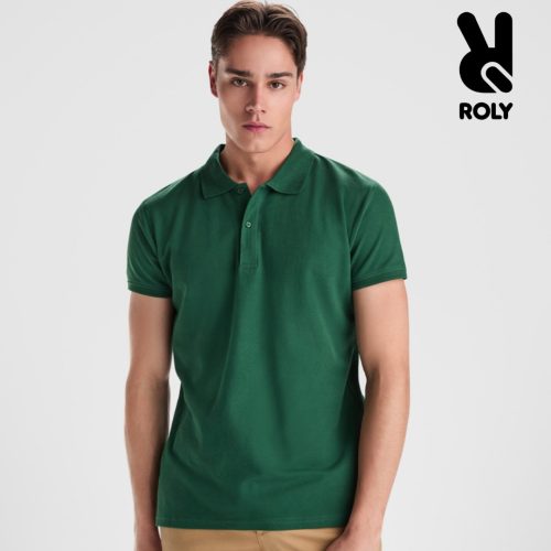Men's dark green organic cotton polo shirt 210 g/m² premium quality short sleeve suitable for printing embroidery and corporate clothing