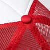 Close-up of red mesh back and white polyester panels on 3710 sublimation cap