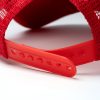 Close-up of red plastic snapback closure on 3710 mesh sublimation cap