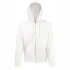 byal-suitchar-s-kachulka-i-cip-fruit-of-the-loom-classic-280g-predna-strana White Fruit of the Loom Classic full zip hooded sweatshirt with kangaroo pocket, front view