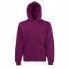 bordo-suitchar-s-kachulka-i-cip-fruit-of-the-loom-classic-280g-predna-strana Burgundy Fruit of the Loom Classic full zip hooded sweatshirt with kangaroo pocket, front view