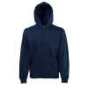 tumno-sin-suitchar-s-kachulka-i-cip-fruit-of-the-loom-classic-280g-predna-strana Deep navy Fruit of the Loom Classic full zip hooded sweatshirt with kangaroo pocket, front view