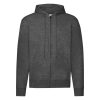 tumnosiv-melanz-suitchar-s-kachulka-i-cip-fruit-of-the-loom-classic-280g-predna-strana Dark heather grey Fruit of the Loom Classic full zip hooded sweatshirt with kangaroo pocket, front view