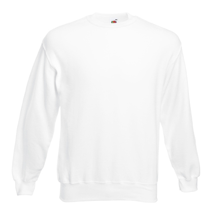 White Fruit of the Loom Classic men's crewneck sweatshirt, front view