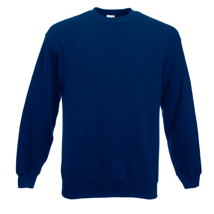 Navy Fruit of the Loom Classic men's crewneck sweatshirt, front view