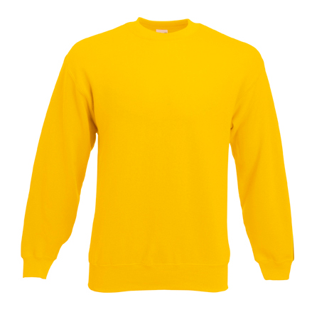 Sunflower yellow Fruit of the Loom Classic men's crewneck sweatshirt, front view