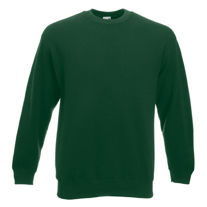 Bottle green Fruit of the Loom Classic men's crewneck sweatshirt, front view
