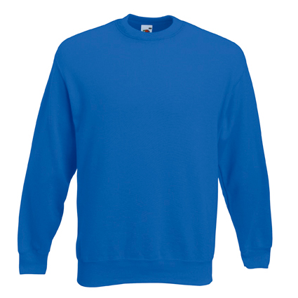 Royal blue Fruit of the Loom Classic men's crewneck sweatshirt, front view