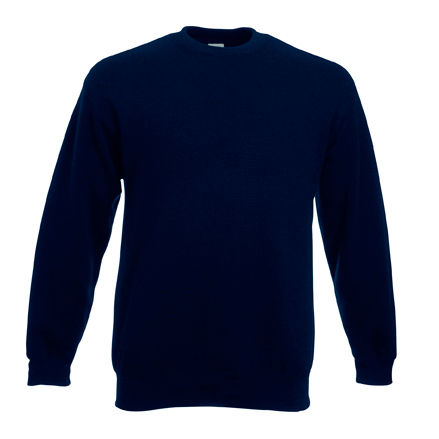 Deep navy Fruit of the Loom Classic men's crewneck sweatshirt, front view