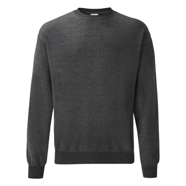Dark heather grey Fruit of the Loom Classic men's crewneck sweatshirt, front view