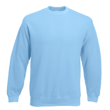 Sky blue Fruit of the Loom Classic men's crewneck sweatshirt, front view