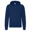 Navy blue Fruit of the Loom Classic hooded sweatshirt with kangaroo pocket, front view