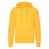 Sunflower yellow Fruit of the Loom Classic hooded sweatshirt with kangaroo pocket, front view