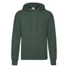 Bottle green Fruit of the Loom Classic hooded sweatshirt with kangaroo pocket, front view