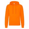 Orange Fruit of the Loom Classic hooded sweatshirt with kangaroo pocket, front view