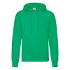 Kelly green Fruit of the Loom Classic hooded sweatshirt with kangaroo pocket, front view