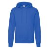 Royal blue Fruit of the Loom Classic hooded sweatshirt with kangaroo pocket, front view