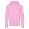 Light pink Fruit of the Loom Classic hooded sweatshirt with kangaroo pocket, front view