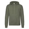 Classic olive Fruit of the Loom Classic hooded sweatshirt with kangaroo pocket, front view