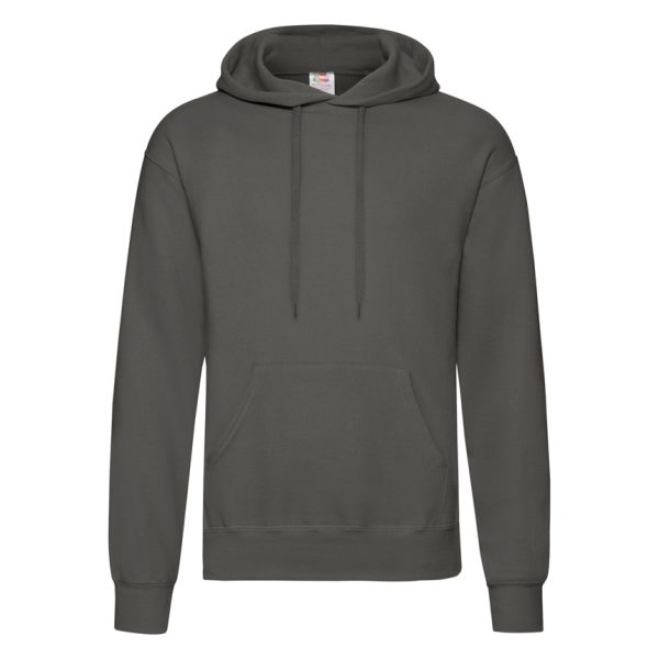 Light graphite Fruit of the Loom Classic hooded sweatshirt with kangaroo pocket, front view