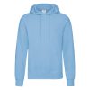 Sky blue Fruit of the Loom Classic hooded sweatshirt with kangaroo pocket, front view
