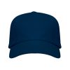 Deep navy five-panel cotton promotional cap with curved visor on a white background