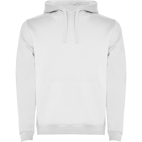 Men's white two-tone hooded sweatshirt with kangaroo pocket and contrast hood lining