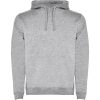 Men's heather grey two-tone hooded sweatshirt with kangaroo pocket and contrast hood lining