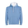 Children's sky blue two-tone hooded sweatshirt with kangaroo pocket and contrast hood lining