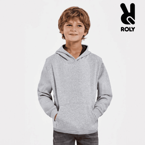 Children's two-tone hooded sweatshirt with kangaroo pocket and contrast hood lining