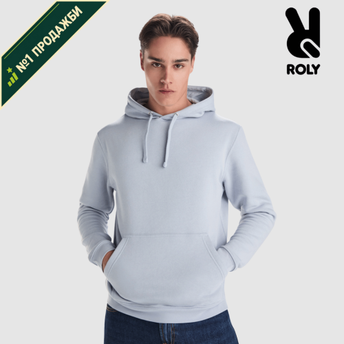 Men's two-tone hooded sweatshirt with kangaroo pocket and contrast hood lining